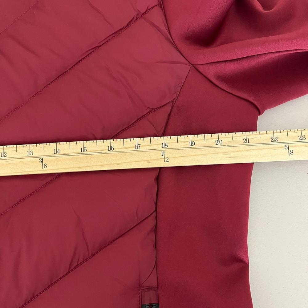 DKNY Womens Burgundy Hybrid Quilted Puffer Hooded Jacket Large Outerwear - Picture 9 of 12